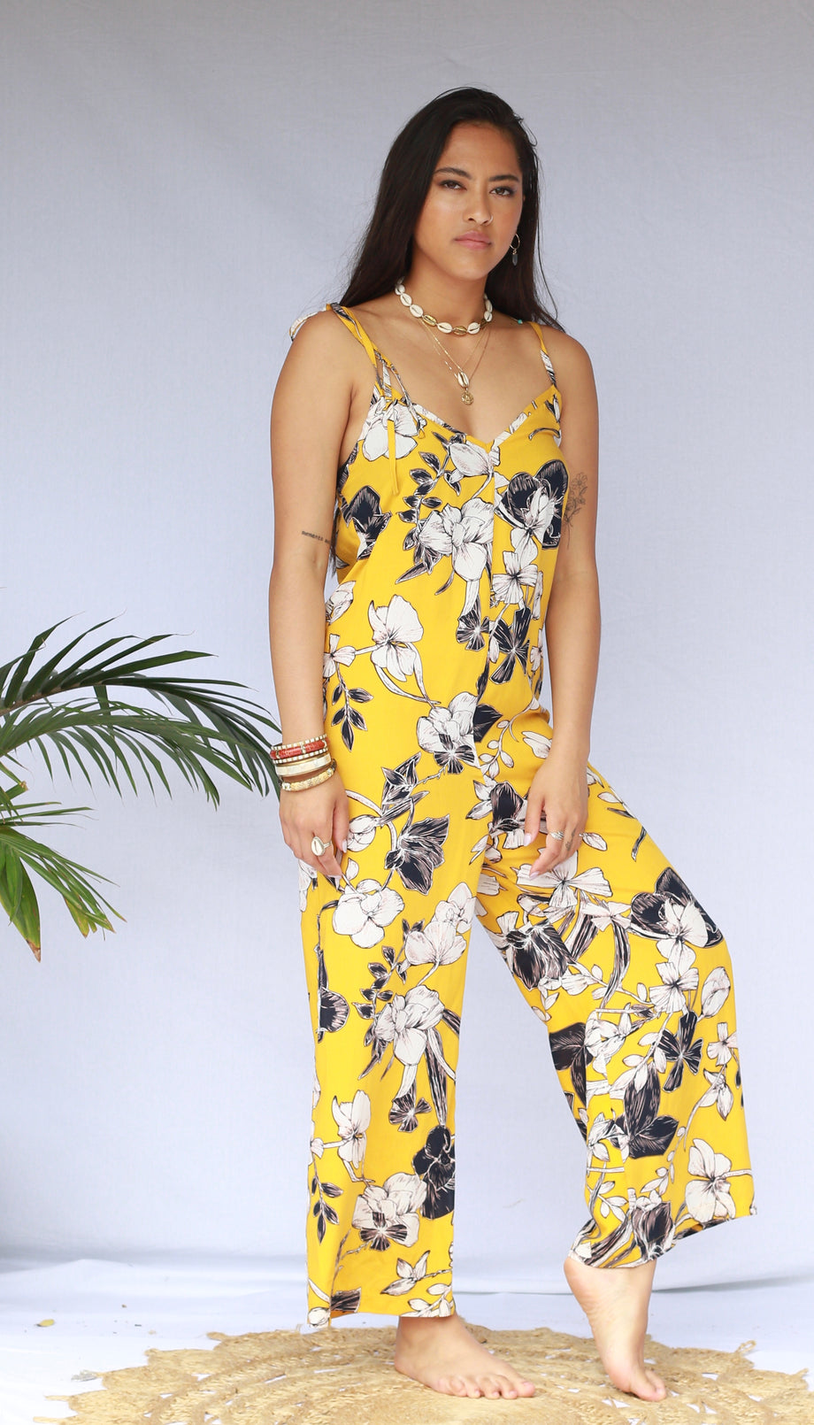 Mustard floral sale jumpsuit